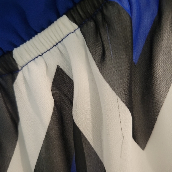 Xtaren semi formal One Shoulder Blue/White/Black Cheron Maxi Dress size S - Picture 3 of 6